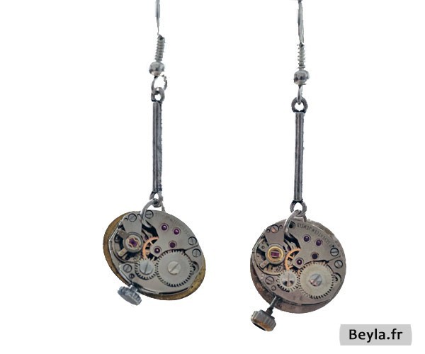 Boucles d'oreilles coeur de montre