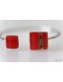 Bracelet carrés rouges en verre, par LENITA