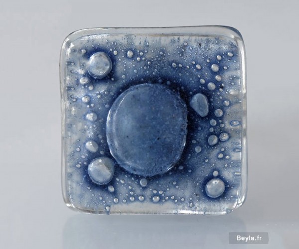 Bague verre carrée bleue - bague en verre - Lenita