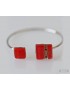 Bracelet carrés rouges en verre, par LENITA