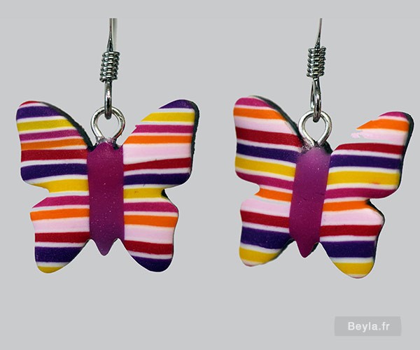 Boucles d'oreilles petits papillons multicolores