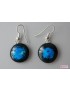 Boucles d'oreilles céramique rondes - bleues et noires