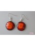 Boucles d'oreilles céramique rondes - rouges-orangées