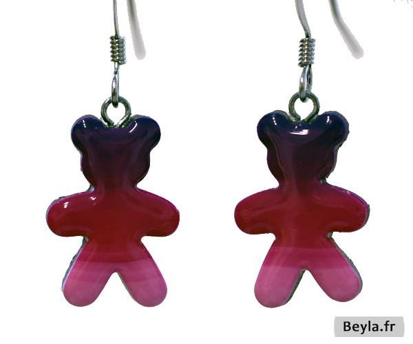 Boucles d'oreilles oursons roses - mini