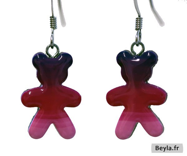 Boucles d'oreilles oursons roses - mini