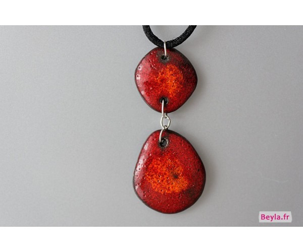 Pendentif rouge-orangé double inversé